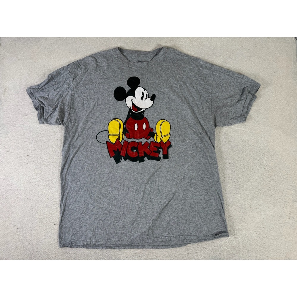 Disney Mickey Mouse Graphic T-Shirt Mens 2XL Gray Excellent Short Sleeve Tee